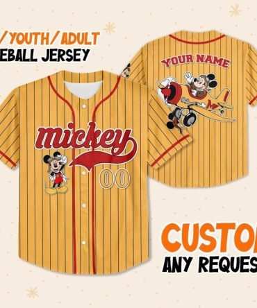 Customizable Mickey Baseball Jersey For Kids/Youth/Adults - Add Your Name!