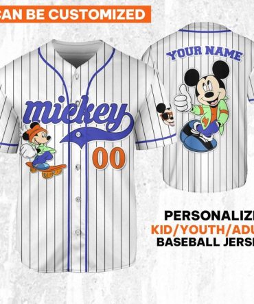 Customizable Mickey Baseball Jersey For Kids/Adults – Personalize With Your Name!