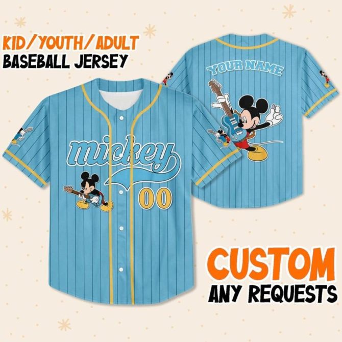 Customizable Kids/Youth/Adult Mickey Mouse Baseball Jersey - Personalize Yours Today!