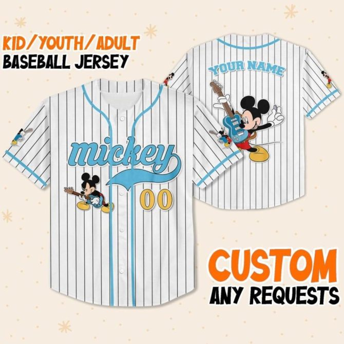 Custom Mickey Mouse Baseball Jersey - Kids/Youth/Adult Sizes - Personalize With Your Name! - Image 2