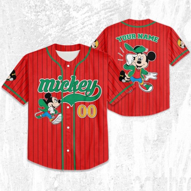 Customizable Mickey Baseball Jersey For Kids/Youth/Adults - Personalize Your Name! - Image 3