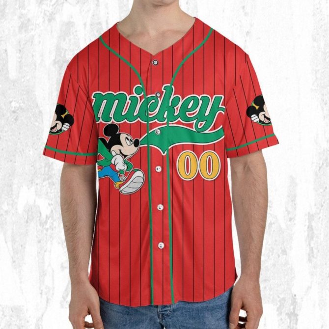 Customizable Mickey Baseball Jersey For Kids/Youth/Adults - Personalize Your Name! - Image 6