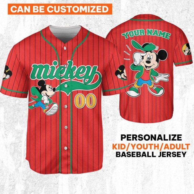 Customizable Mickey Baseball Jersey For Kids/Youth/Adults - Personalize Your Name!