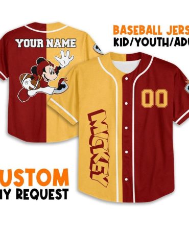 Custom Mickey Baseball Jersey - Personalize Name & Number For Kids/Youth/Adults - Unique Gift!