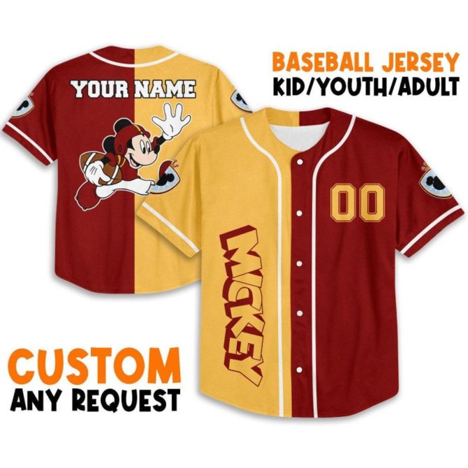 Custom Mickey Baseball Jersey - Personalize Name & Number For Kids/Youth/Adults - Unique Gift! - Image 2