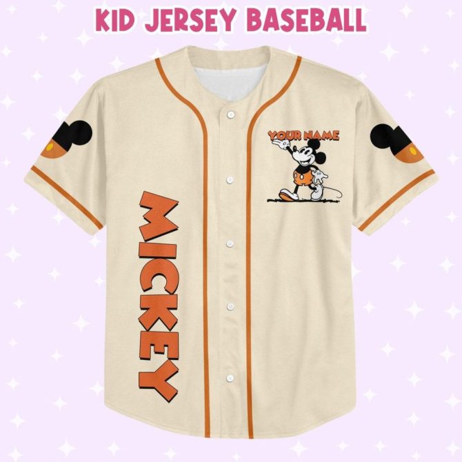 Custom Mickey Mouse Baseball Jersey - Kids/Youth/Adult Sizes - Personalized Text & Number - Image 3