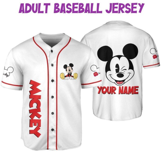 Customizable Mickey Baseball Jersey For Kids/Youth/Adults - Add Your Name & Number! - Image 7