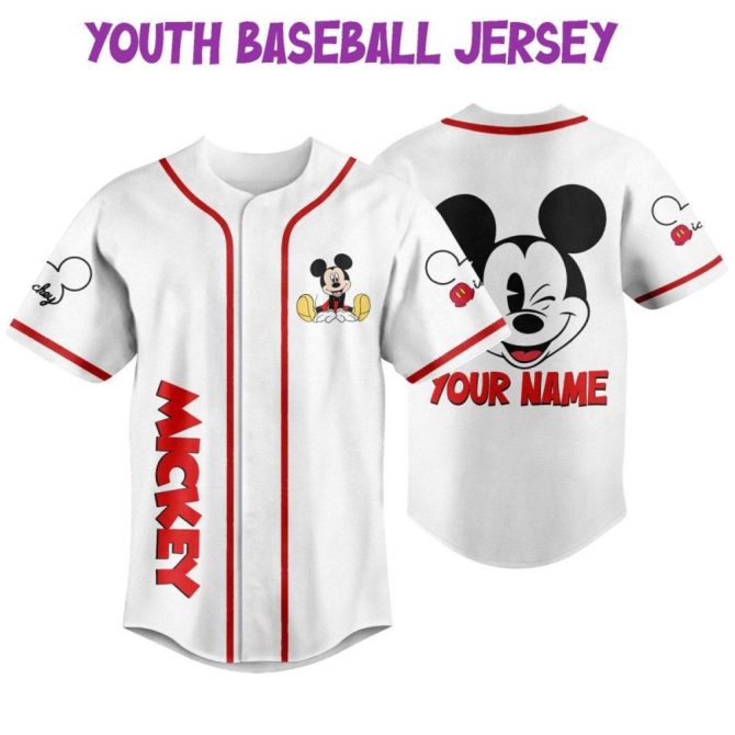 Customizable Mickey Baseball Jersey For Kids/Youth/Adults - Add Your Name & Number! - Image 6