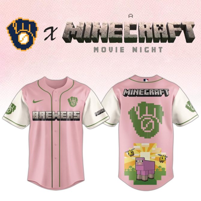 Exclusive Brewers X Minecraft Pink Jersey - Limited Edition Movie Night Gear