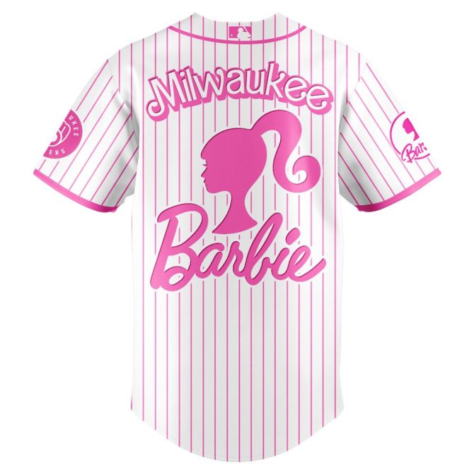 Barbie Night Game Milwaukee Brewers Jersey - Limited Edition Pink Pinstripe Collectible - Image 3