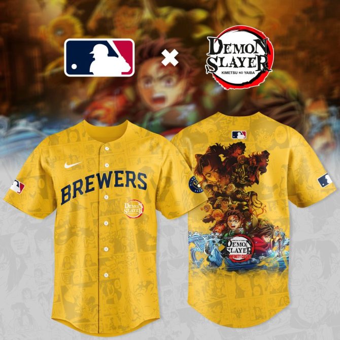 Demon Slayer X Mlb Brewers Jersey - Limited Edition Anime Sportswear