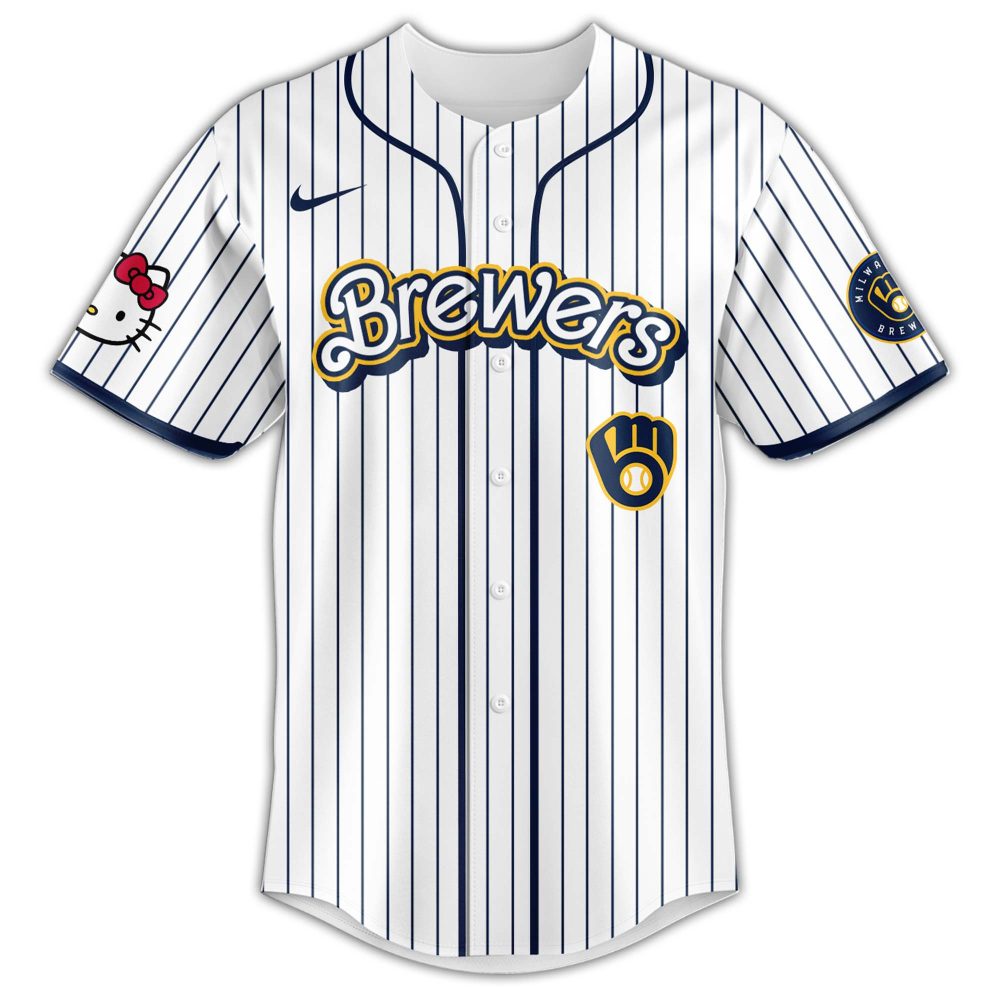 Limited Edition Hello Kitty X Brewers Jersey – Cute Baseball Fan Gear! - Image 2