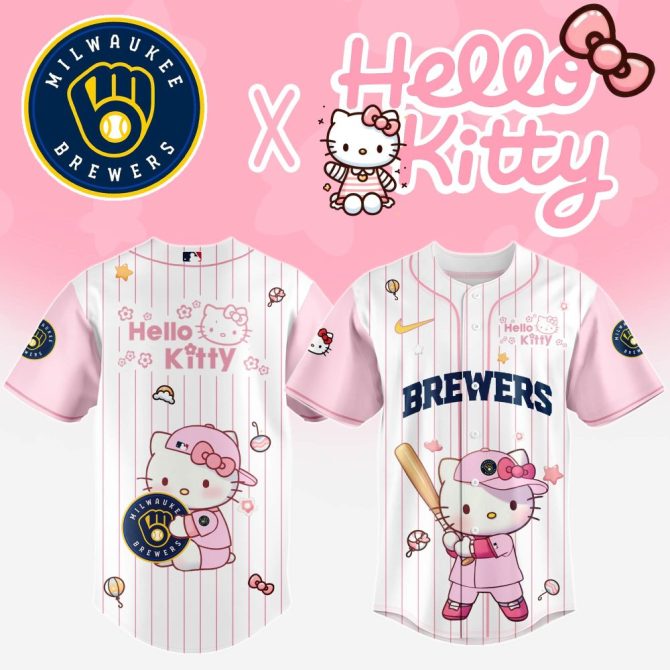 Hello Kitty X Milwaukee Brewers Pink Baseball Jersey - Cute, Limited Edition Fan Gear!