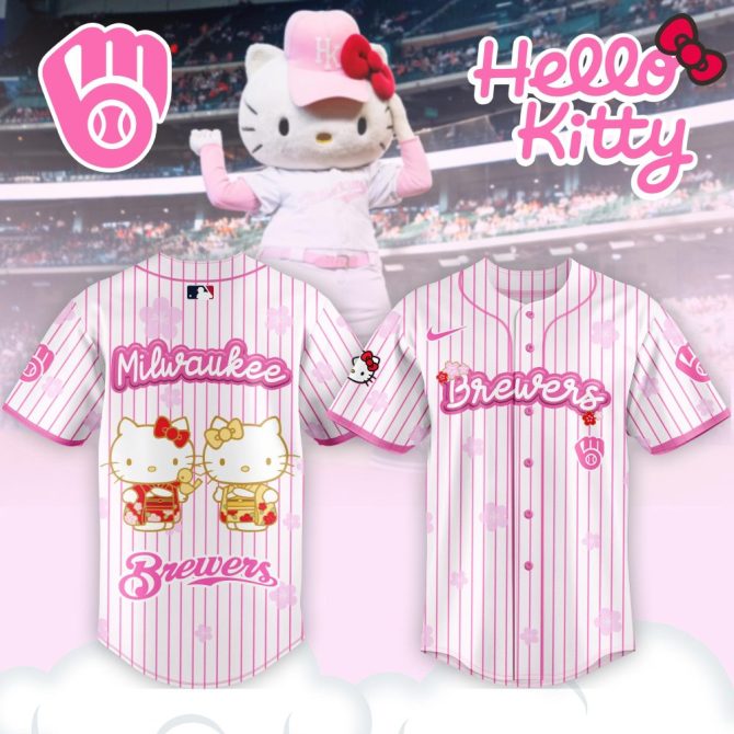 Hello Kitty Brewers Jersey - Cute Pink Stripes For Fans , Limited Edition Baseball Apparel