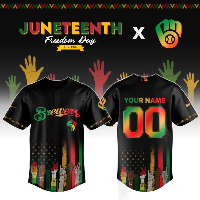 Celebrate Juneteenth In Style: Customizable Brewers Jersey - Limited Edition Freedom Day Design