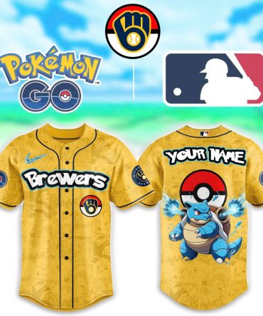 Custom Pokémon Baseball Jersey - Brewers Edition With Blastoise Design – Personalize Your Name!