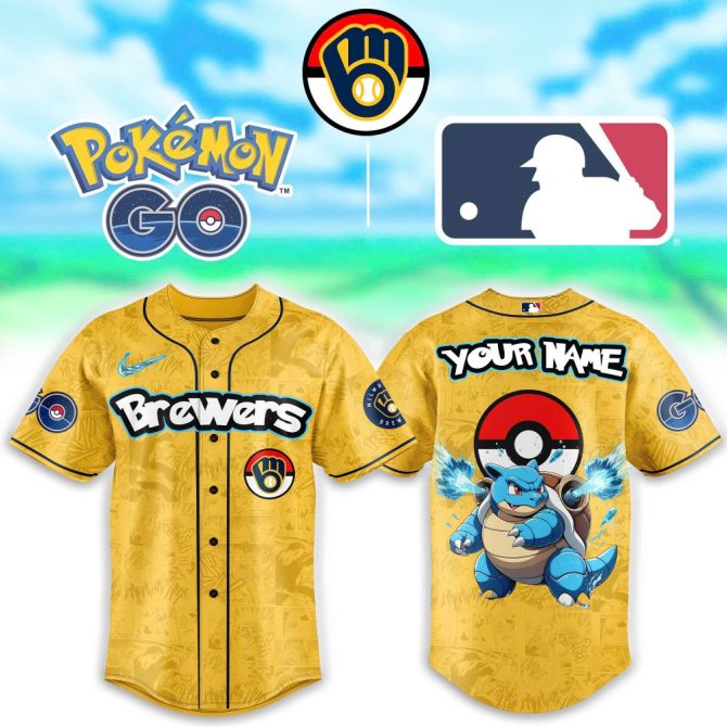 Custom Pokémon Baseball Jersey - Brewers Edition With Blastoise Design – Personalize Your Name!