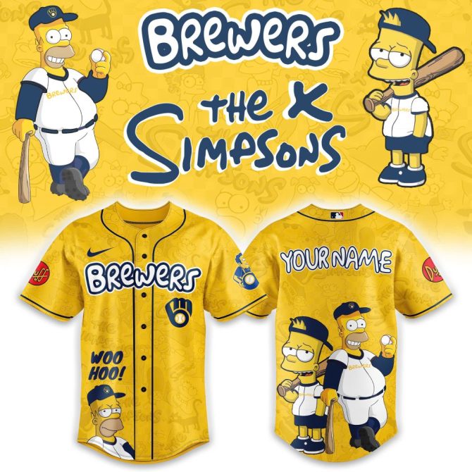 Custom Simpsons X Brewers Jersey - Personalized Fan Gear, Limited Edition!