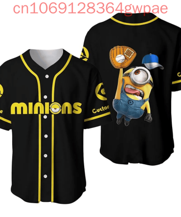 Minions Baseball Jersey – Customizable Black & Yellow Sports Shirt For Fans