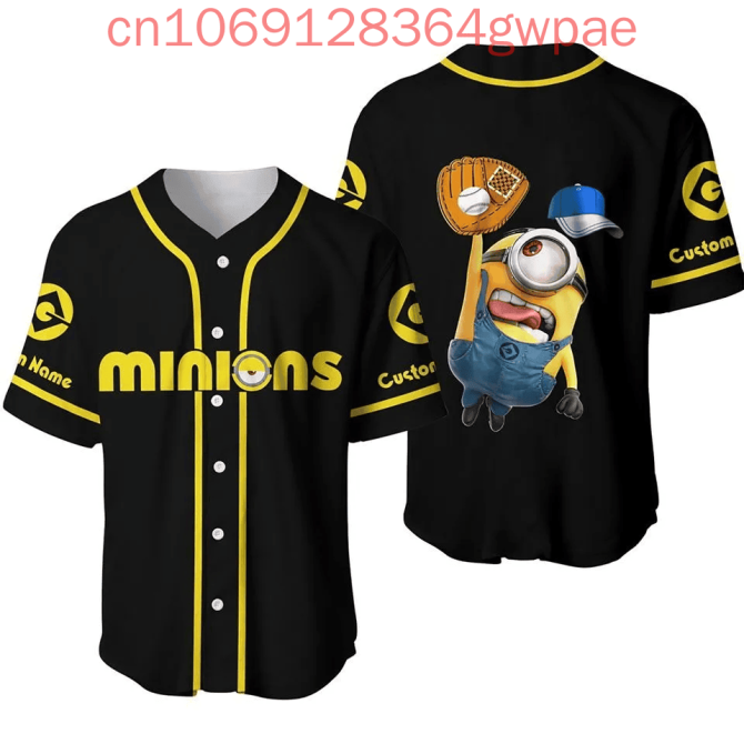 Minions Baseball Jersey – Customizable Black & Yellow Sports Shirt For Fans