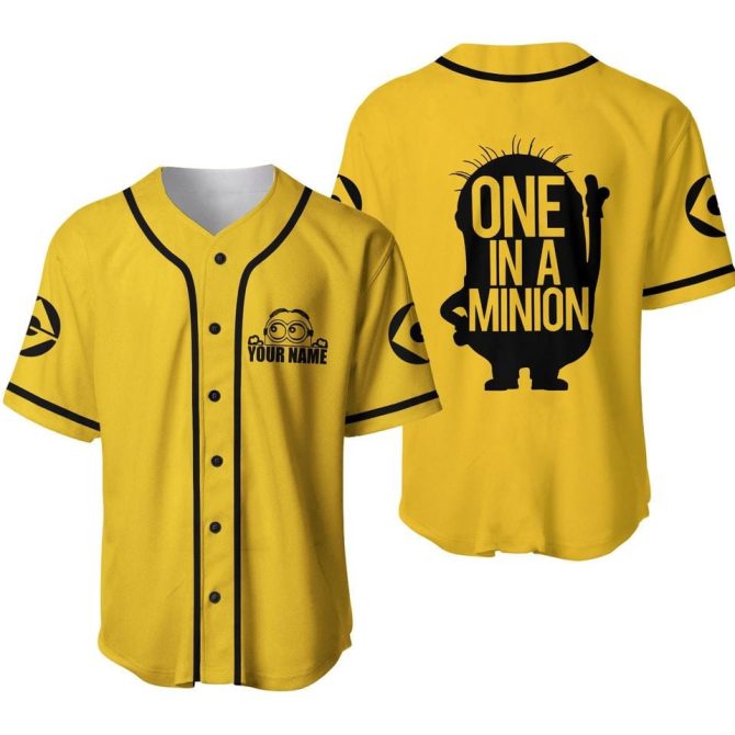 Customizable 'One In A Minion' Baseball Jersey – Fun Yellow Minion Design, Perfect Gift!