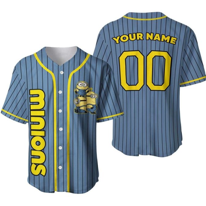 Custom Minions Baseball Jersey - Personalized Name & Number - Fun Fan Apparel!