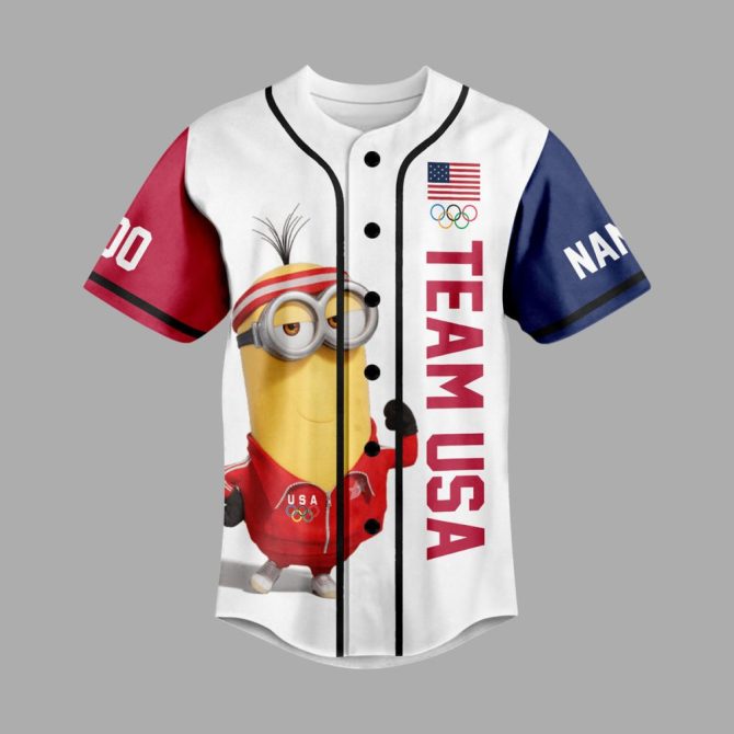 Custom Team Usa Minions Jersey – Personalize With Your Name & Number For 2024 Olympics Fun! - Image 2