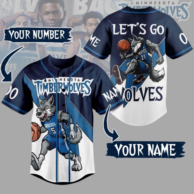 Custom Minnesota Wolves Jersey - Personalized Name & Number - Perfect For Fans!