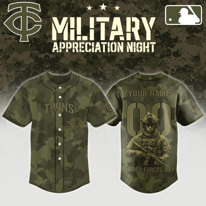 Custom Twins Camo Jersey - Military Appreciation Night - Personalized Name & Number