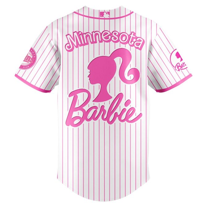 Limited Edition Barbie Night Game Jersey - Minnesota Twins Pink Stripes - Official Merchandise - Image 3