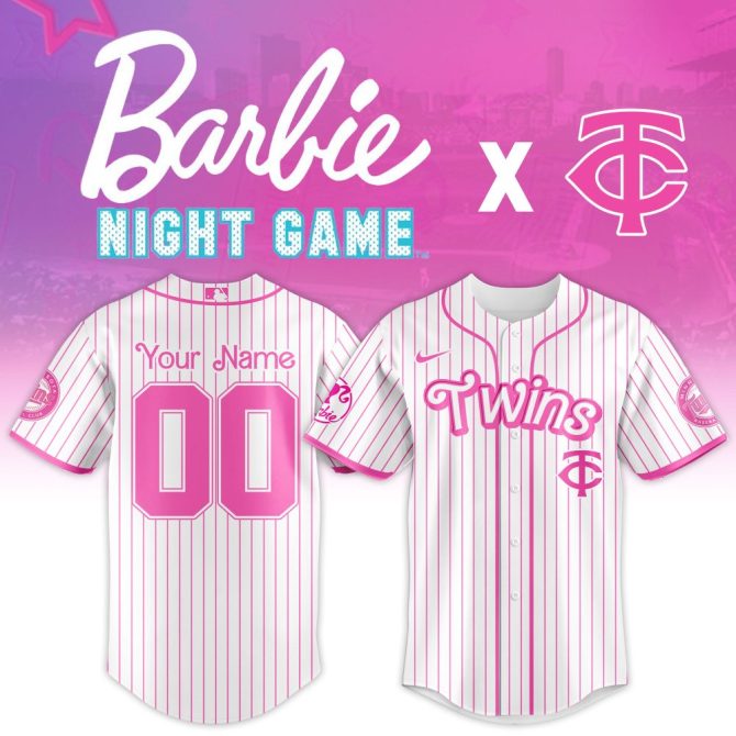Custom Barbie Night Game Twins Jersey – Personalized Pink Baseball Shirt
