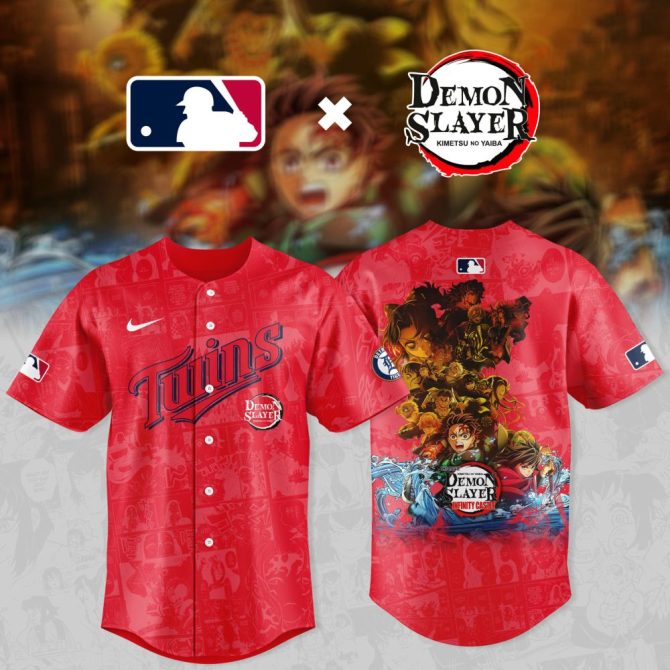Exclusive Mlb X Demon Slayer Red Jersey - Limited Edition Anime Sportswear