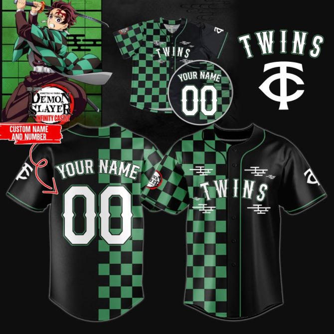 Custom Anime-Inspired Twins Jersey - Personalize Name & Number - Unique Checkered Design