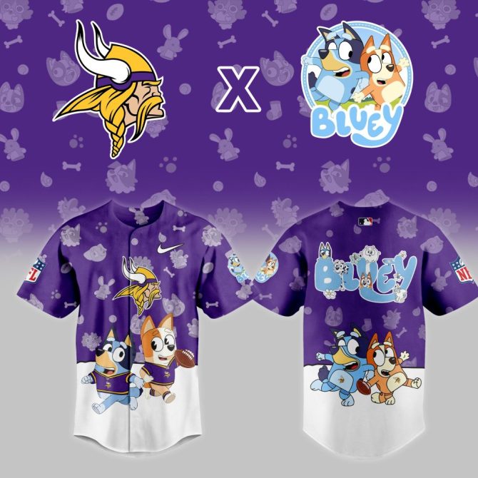 Limited Edition Bluey X Vikings Jersey – Kids' Cartoon Sportswear, Perfect Gift!