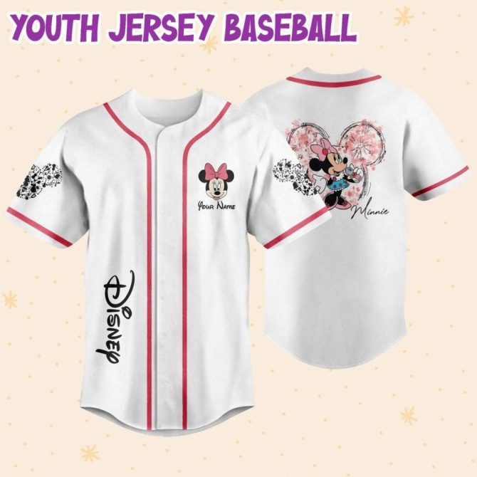 Custom Disney Baseball Jersey - Personalized Minnie Design For Kids, Youth & Adults - Image 6
