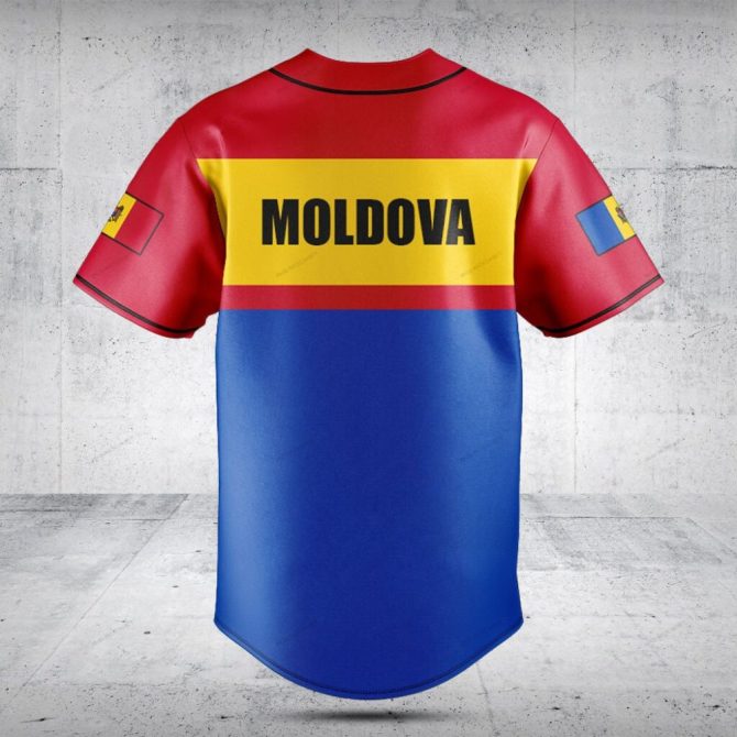Custom Moldova Flag Baseball Jersey - Personalized Name & Number, Premium Quality - Image 2