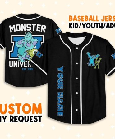 Custom Monster University Baseball Jersey - Kids/Youth/Adult Sizes - Personalize Your Name