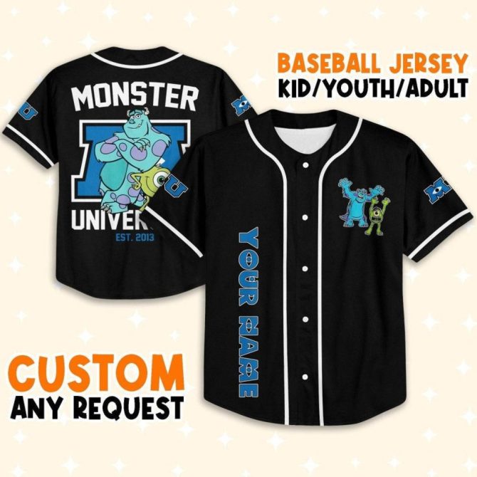 Custom Monster University Baseball Jersey - Kids/Youth/Adult Sizes - Personalize Your Name - Image 2