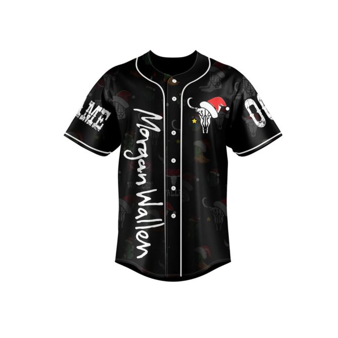 Custom Christmas Cowboy Baseball Jersey – Festive Holiday Design, Personalized Name & Number - Image 3