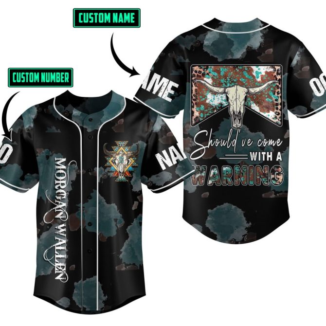Customizable Western Skull Baseball Jersey – Personalized Name & Number, Unique Style