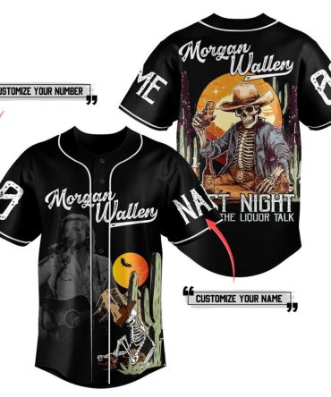 Customizable Morgan Wallen Baseball Jersey - Personalized Name & Number, Unique Skeleton Design