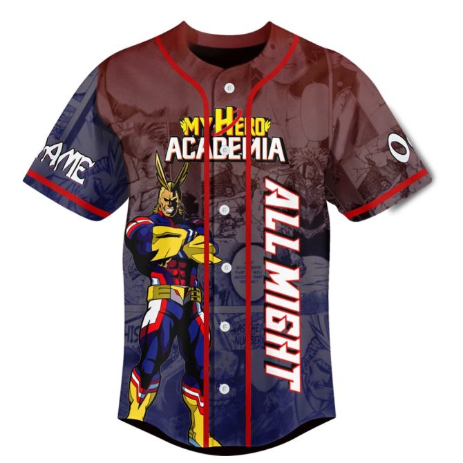 Custom All Might Baseball Jersey - My Hero Academia Anime Fan Gear - Personalize Name & Number! - Image 2
