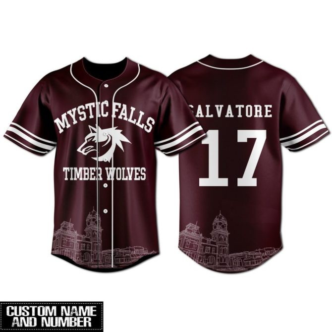 Custom Mystic Falls Timber Wolves Jersey - Personalize Name & Number - Perfect Fan Gift!