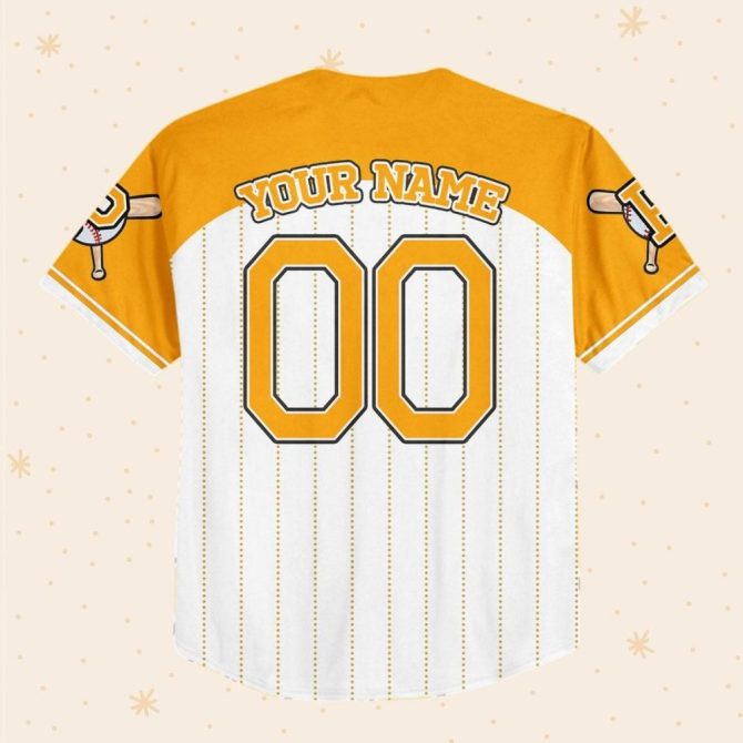 Custom Baseball Jersey For Kids/Youth/Adults - Personalize Name & Number - Fun Pooh Design - Image 4