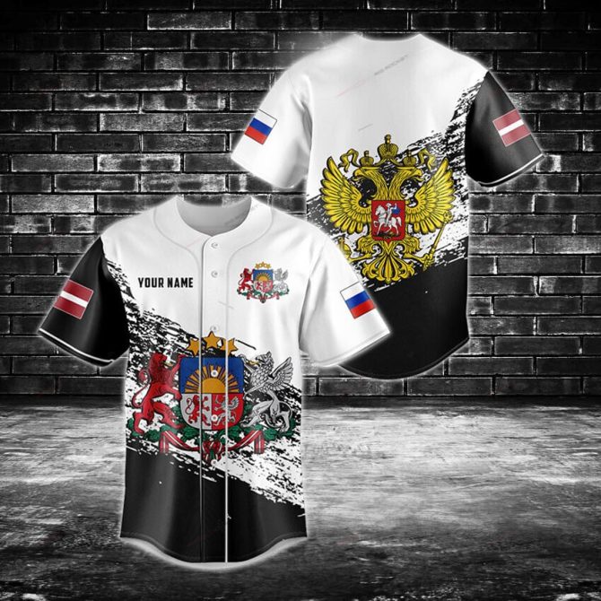 Customizable Russian Pride Baseball Jersey – Unique Double-Headed Eagle Design