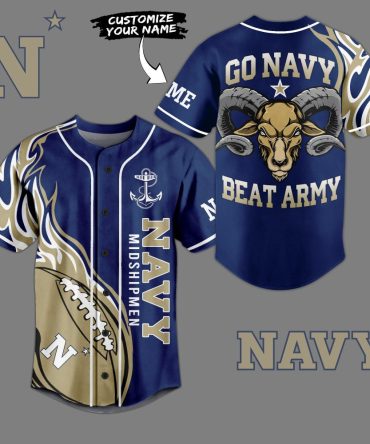 Custom Navy Midshipmen Jersey – Go Navy Beat Army Design – Personalize Now!