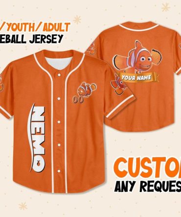 Customizable Kid/Youth/Adult Baseball Jersey - Personalized Clownfish Design, Any Name