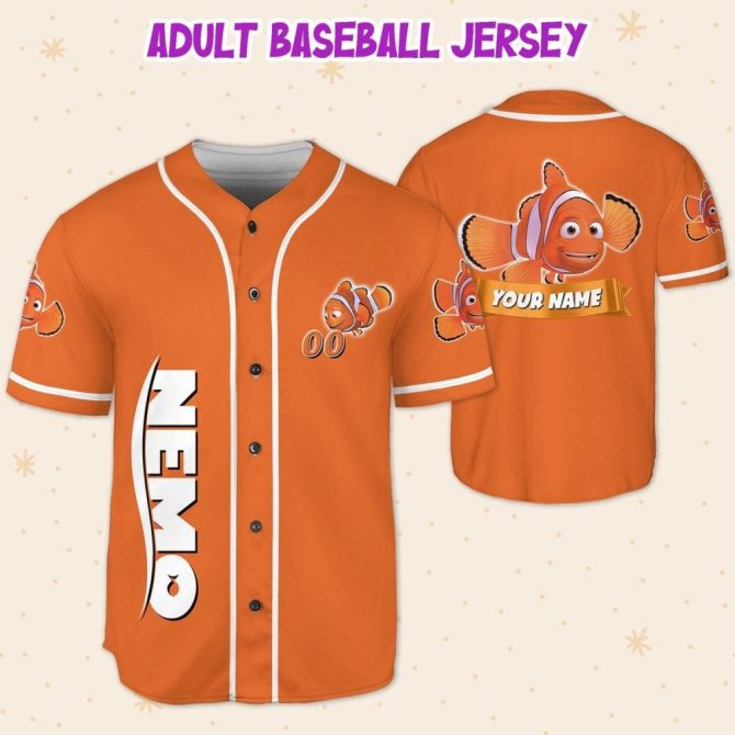Customizable Kid/Youth/Adult Baseball Jersey - Personalized Clownfish Design, Any Name - Image 6