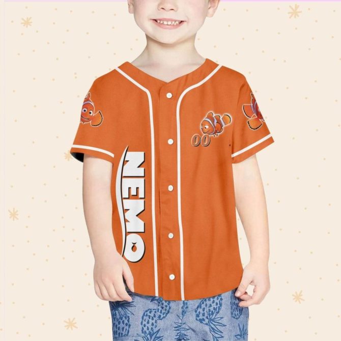 Customizable Kid/Youth/Adult Baseball Jersey - Personalized Clownfish Design, Any Name - Image 5