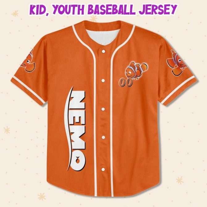 Customizable Kid/Youth/Adult Baseball Jersey - Personalized Clownfish Design, Any Name - Image 3